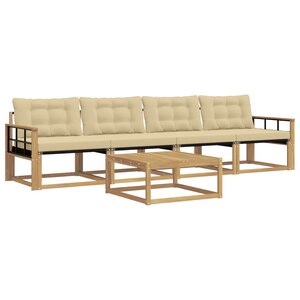 vidaXL Ensemble de canapés d'extérieur 5 pc Blanc et Beige