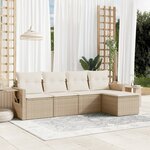 vidaXL Salon de jardin avec coussins 5 Pièces beige résine tressée