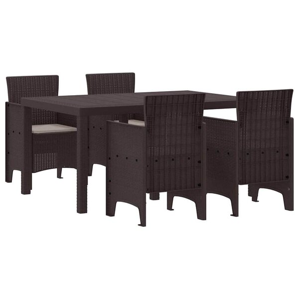 vidaXL Ensemble de salle à manger pour jardin 5 Pièces Marron Rattan Polt
