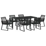 vidaXL Ensemble de salle à manger pour jardin 7 Pièces Noir