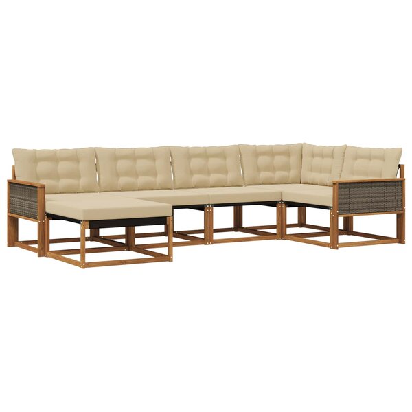 vidaXL Ensemble de canapés d'extérieur 6 pc Naturel et Beige
