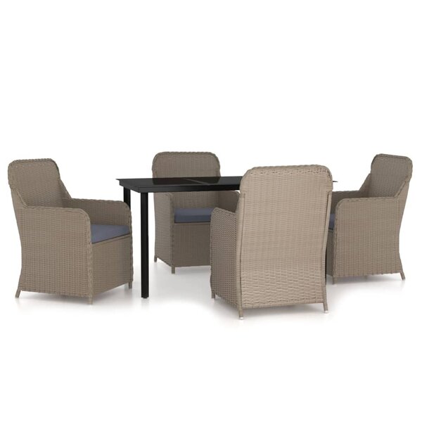 vidaXL Ensemble à manger de jardin et coussins 5 Pièces Marron
