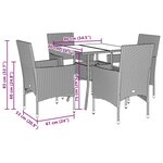 vidaXL Ensemble à manger de jardin et coussins 5Pièces beige rotin acacia