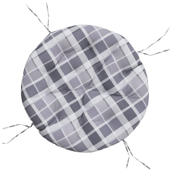 vidaXL Coussin rond motif à carreaux gris Ø 100 x11 cm tissu oxford