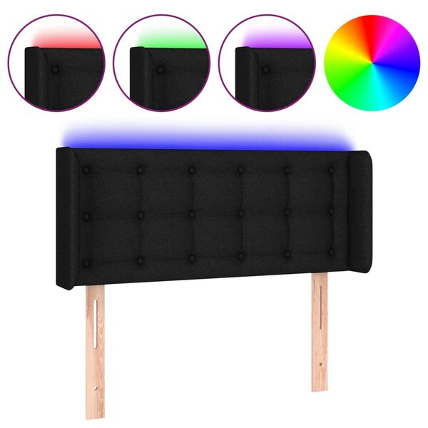 vidaXL Tête de lit à LED Noir 93x16x78/88 cm Tissu