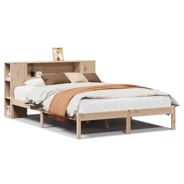 vidaXL Lit bibliothèque sans matelas 140x190 cm bois de pin massif