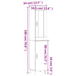 vidaXL Buffet haut Chêne sonoma 34 5x34x180 cm Bois d'ingénierie