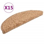 vidaXL Tapis d'escalier 15 pièces 56 x 17 x 3 cm Beige Demi-rond