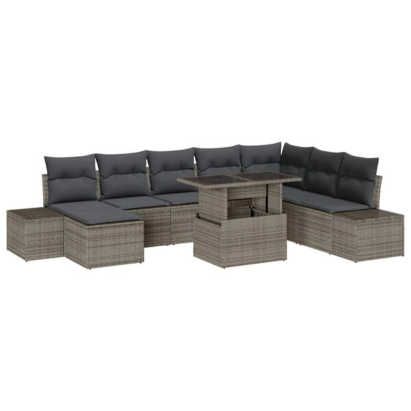 vidaXL Ensemble de canapé de jardin avec coussin 9 Pièces Gris