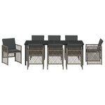 Ensemble de salle à manger de jardin vidaXL 9 pièces avec coussins en rotin poly gris