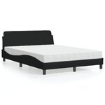 vidaXL Lit avec matelas noir 140x200 cm tissu