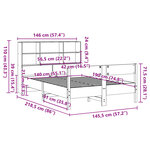 vidaXL Lit bibliothèque sans matelas blanc 140x190 cm bois pin massif