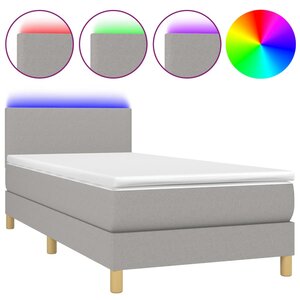 vidaXL Sommier à lattes de lit avec matelas et LED Gris clair 90x190cm