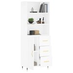 vidaXL Buffet haut Blanc 69 5x34x180 cm Bois d'ingénierie
