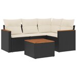 vidaXL Salon de jardin 5 Pièces avec coussins noir résine tressée