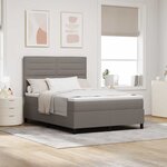 vidaXL Lit à ressorts avec tête de lit Taupe 140 x 200 cm tissu