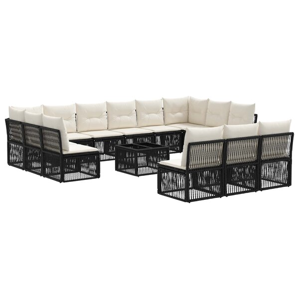 vidaXL Ensemble de canapé de jardin 14 Pièces Noir polyrotin