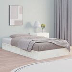 vidaXL Cadre de lit Blanc 135x190 cm Double Bois massif