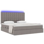 vidaXL Lit de rangement LED avec matelas Taupe 180 x 200 cm Tissu