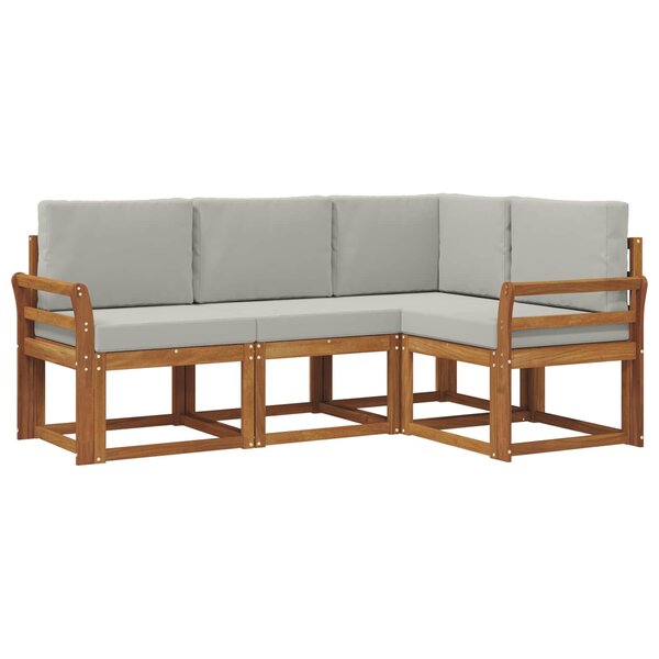 vidaXL Ensemble de canapés d'extérieur 4 pc Gris Naturel et Clair