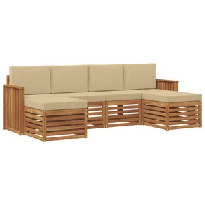 vidaXL Ensemble de canapés d'extérieur 6 pc Naturel et Beige