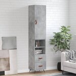vidaXL Buffet haut Gris béton 34 5x34x180 cm Bois d'ingénierie