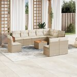 vidaXL Salon de jardin 11 Pièces avec coussins beige résine tressée