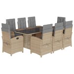vidaXL Ensemble à manger de jardin et coussins 9 Pièces mélange beige