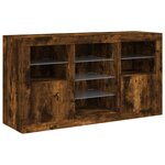 vidaXL Buffet avec lumières LED chêne fumé 123x37x67 cm