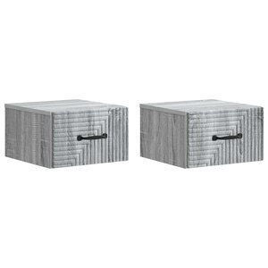 vidaXL Cabinet de chevet mural 2 pièces Sonoma gris 34 5 x 33 x 20 cm