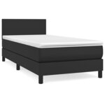 vidaXL Sommier à lattes de lit avec matelas Noir 90x190 cm Similicuir