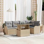 vidaXL Ensemble de canapé de jardin 6 Pièces Beige Poly rotin