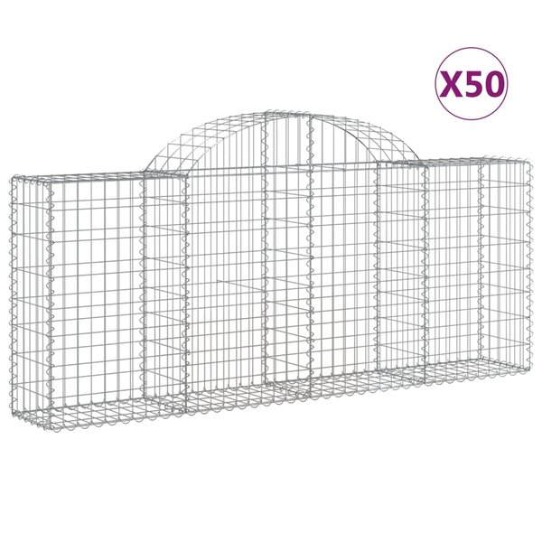vidaXL Paniers à gabions arqués 50 Pièces 200x30x80/100 cm Fer galvanisé