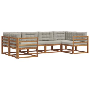vidaXL Ensemble de canapés d'extérieur 6 pc Gris Naturel et Clair
