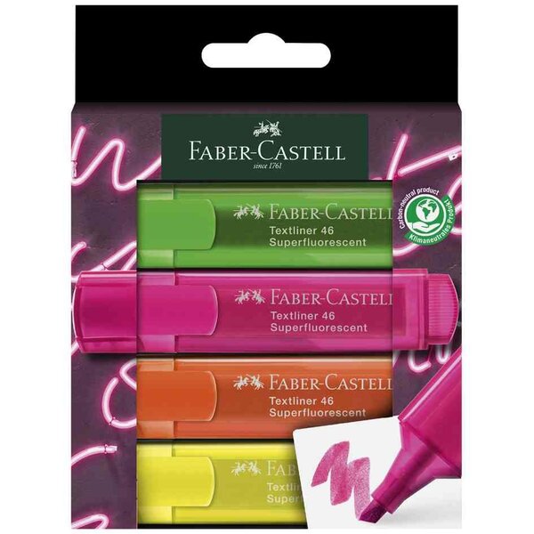 Surligneur TEXTLINER 1546 NEON  étui de 4 FABER-CASTELL