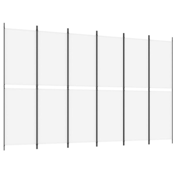 vidaXL Cloison de séparation 6 panneaux Blanc 300x200 cm Tissu