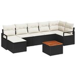 vidaXL Ensemble de canapé de jardin 8 Pièces Noir et blanc