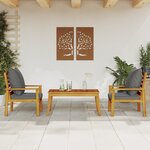 vidaXL Salon de jardin 3 Pièces avec coussins bois massif d'acacia