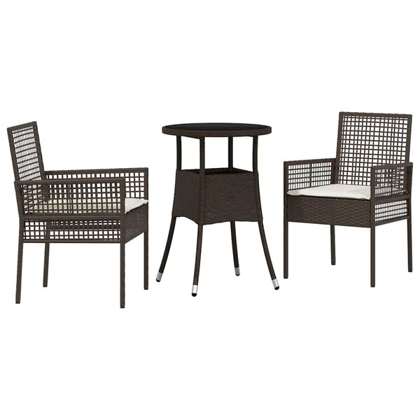 vidaXL Ensemble de salle à manger pour jardin 3 Pièces Marron Poly rotin