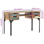 vidaXL Bureau 118x48x75 cm Bois de récupération massif