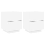 vidaXL Armoires de chevet et lumières LED 2Pièces blanc bois d'ingénierie