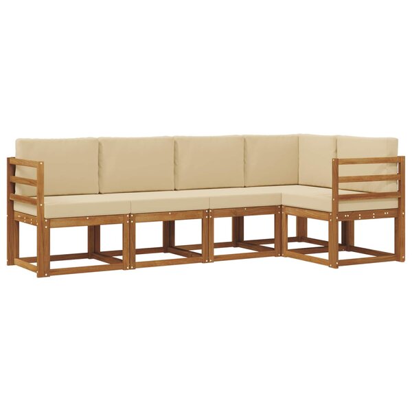 vidaXL Ensemble de canapés d'extérieur 5 pc Naturel et Beige