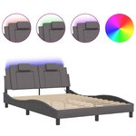 vidaXL Cadre de lit avec LED sans matelas gris 140x190 cm