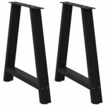 vidaXL Pieds de table à manger en forme de A  2 pièces  noir  70 x (72-73) cm  acier