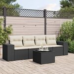 vidaXL Salon de jardin 5 Pièces avec coussins noir résine tressée