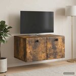 vidaXL Meuble TV mural 59 5 x 41 x 30 cm Chêne fumé Bois d'ingénierie