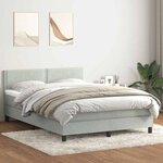 vidaXL Sommier à lattes de lit et matelas gris clair 140x210cm velours