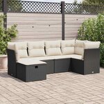 vidaXL Salon de jardin 6 Pièces avec coussins noir résine tressée