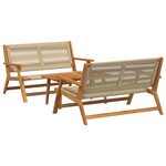 vidaXL Chaise de Jardin avec Table 3 Pièces Beige Bois Massif d'Acacia