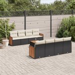 vidaXL Salon de jardin 9 Pièces avec coussins noir résine tressée